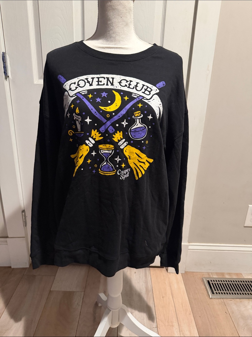 Threadless Coven Club Graphic Crewneck Sweatshirt - Black, Yellow, Purple, BNWOT
